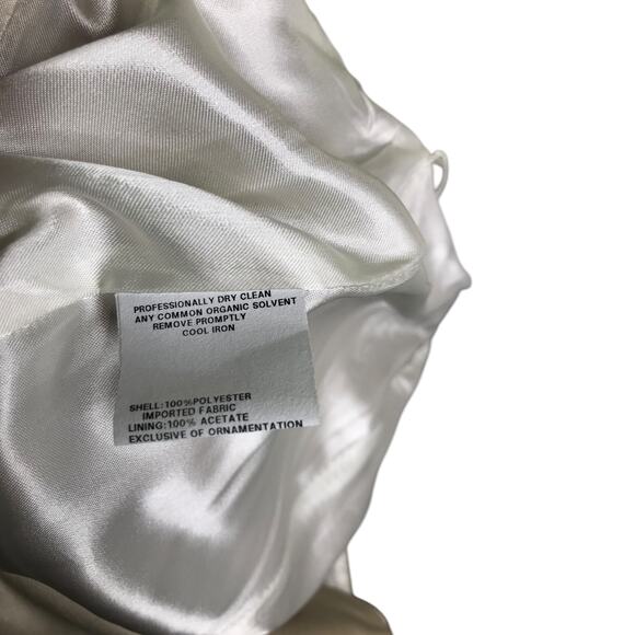 Jessica McClintock Gown Women 12 Cream Embroidered Floral Formal Dress Strapless - Picture 12 of 13